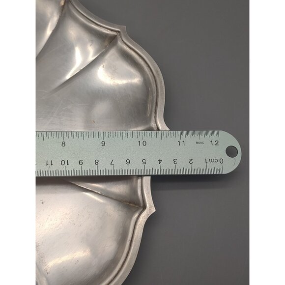 Vintage Chippendale Silver Plate Serving or Trinket Tray, Scallop Edge, 10.75" - Picture 10 of 17